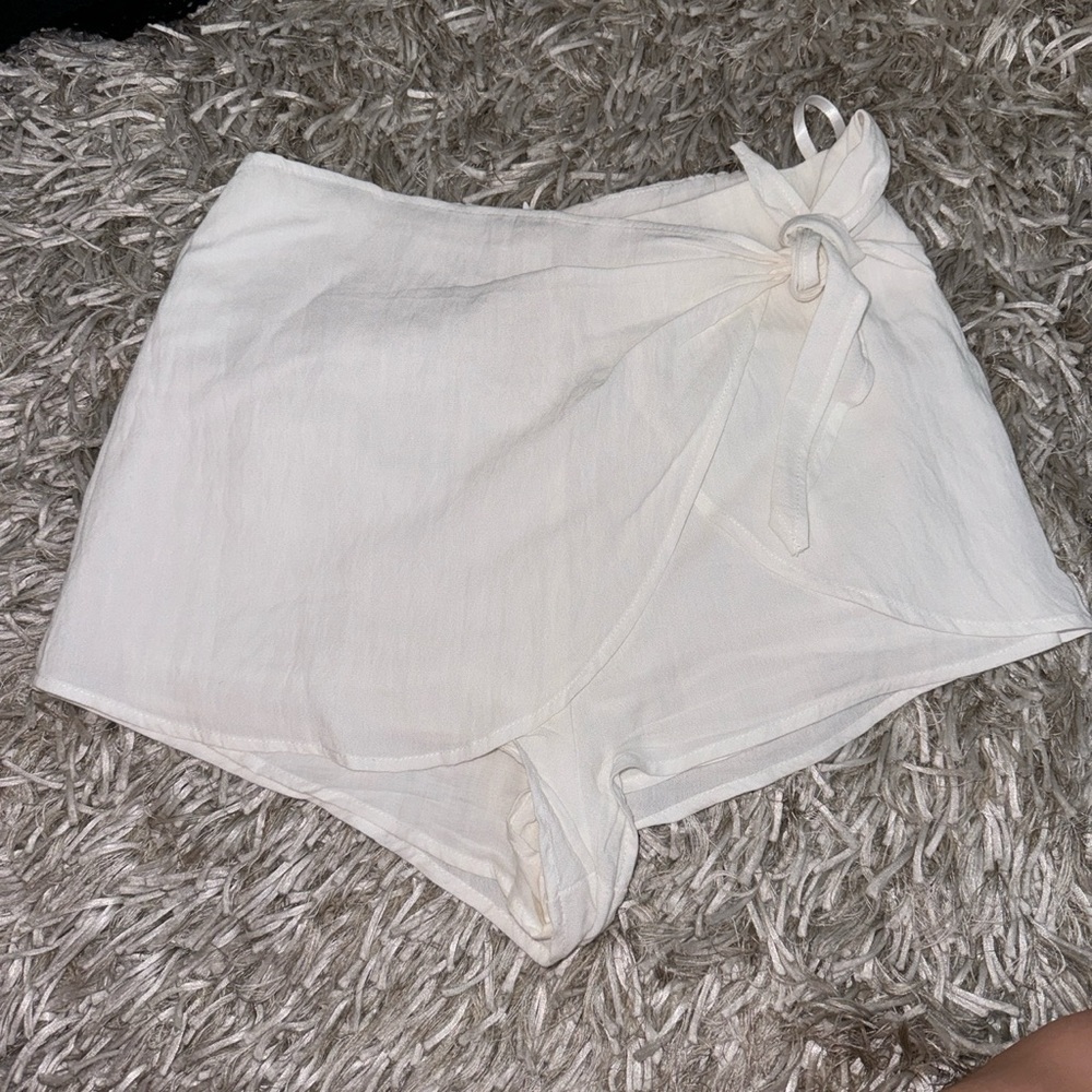 Cotton Candy LA White Linen Wraparound Shorts